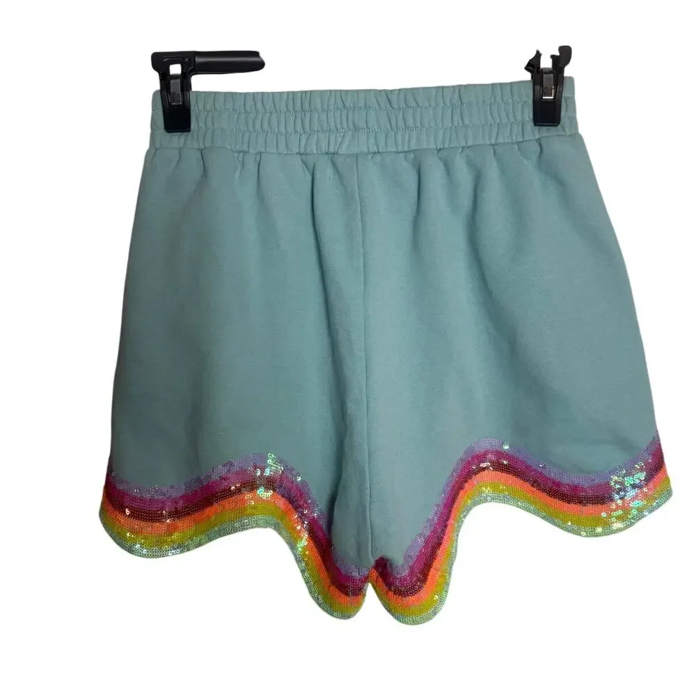 Queen of Sparkles Teal Rainbow Sequin Set Women’s Sz. M - Picture 6 of 6